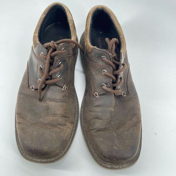 Merrell Mens Oxford Shoes World Vue Lace Up Leather J94355 Brown Size 10